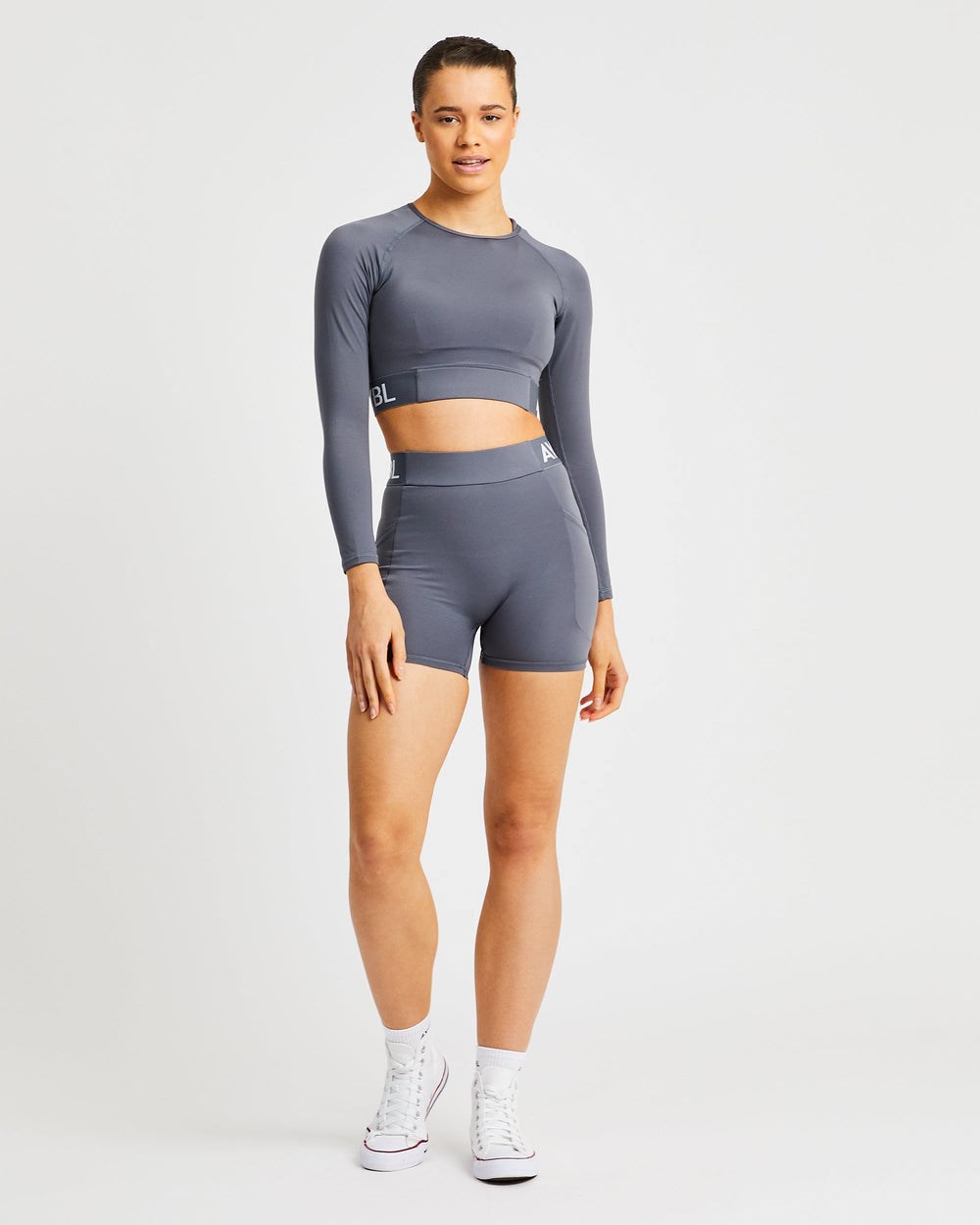 AYBL Sport Long Sleeve Crop Top Grau | 28541-RBCN