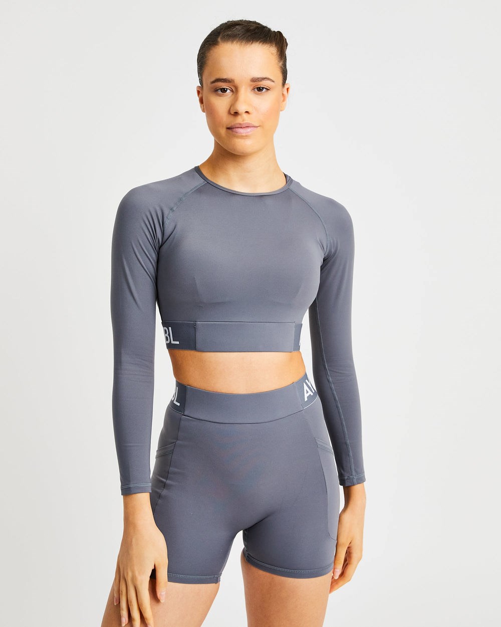 AYBL Sport Long Sleeve Crop Top Grau | 28541-RBCN