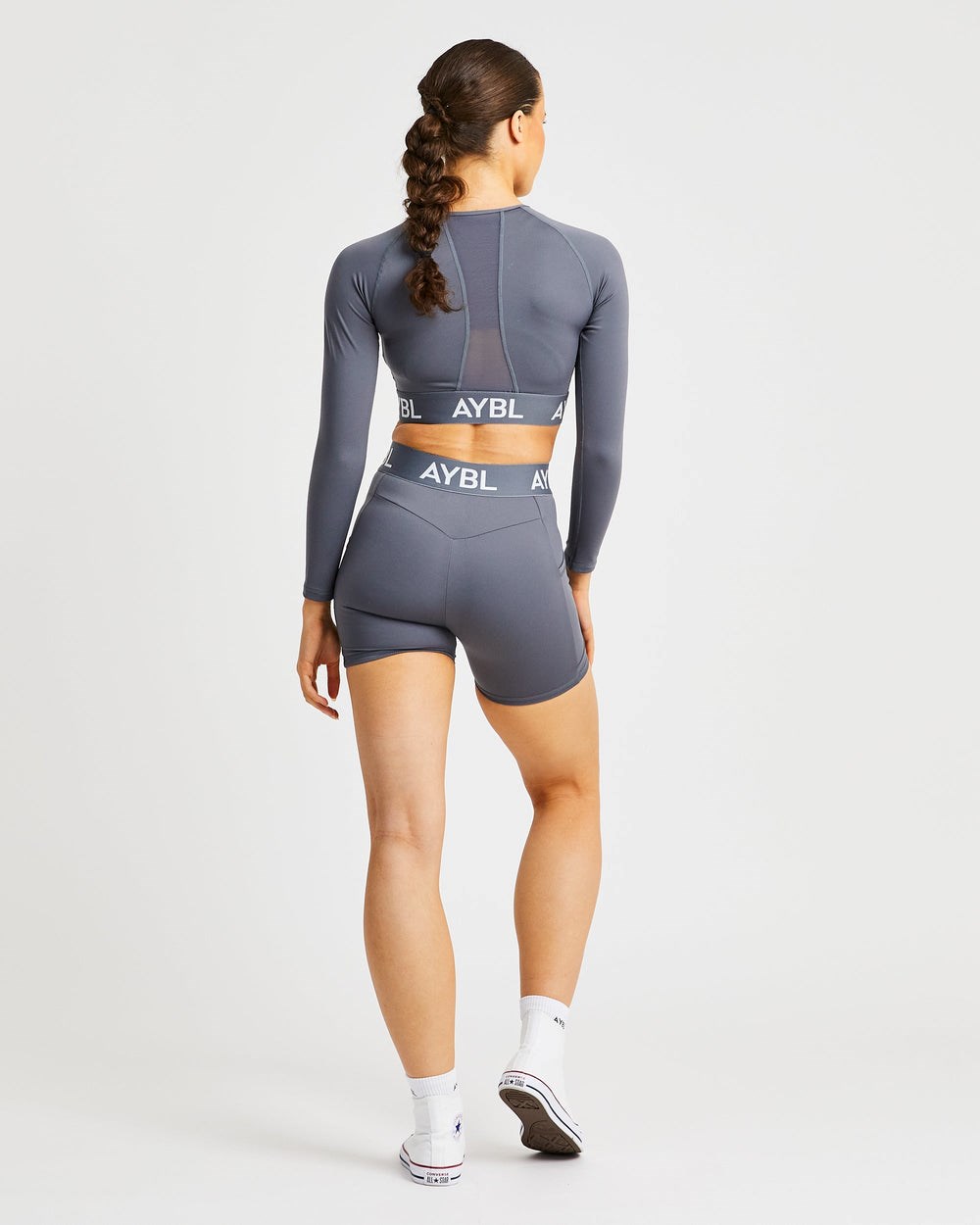 AYBL Sport Long Sleeve Crop Top Grau | 70439-NFAI