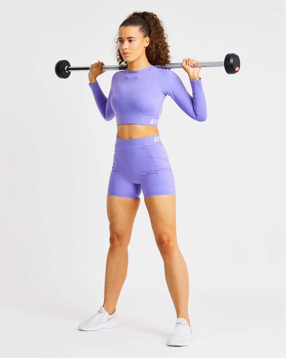 AYBL Sport Long Sleeve Crop Top Lila | 42581-AWRT