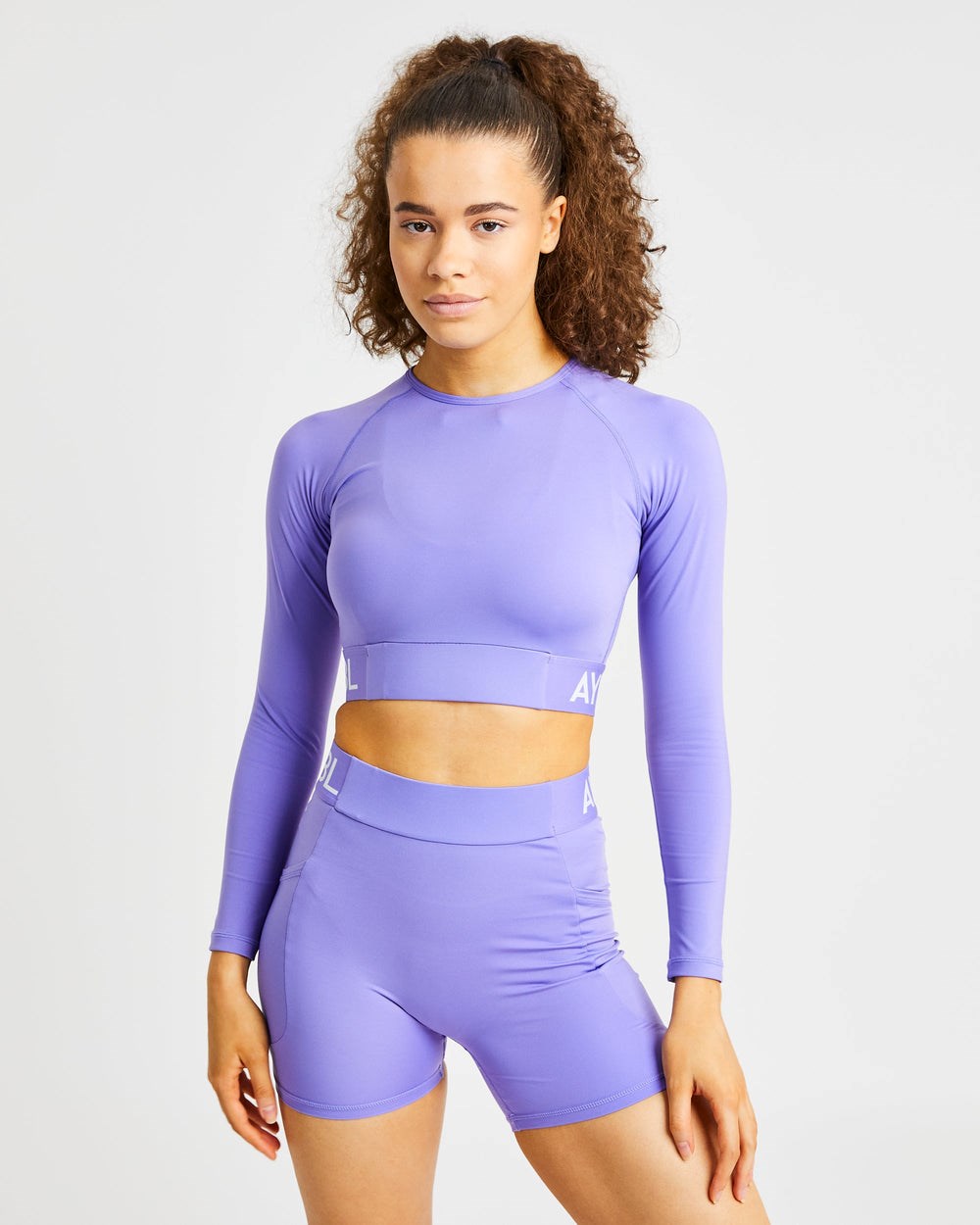 AYBL Sport Long Sleeve Crop Top Lila | 42581-AWRT