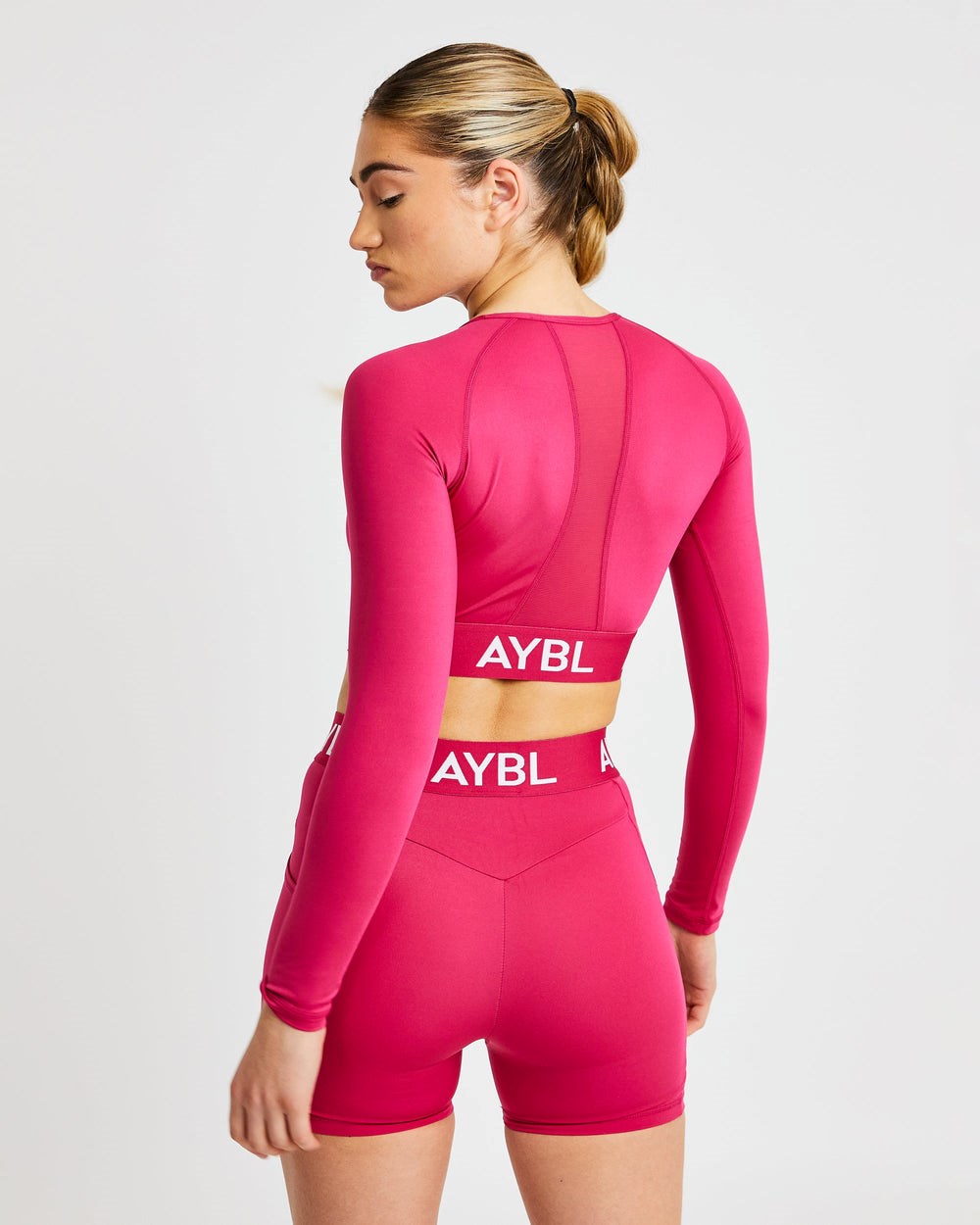 AYBL Sport Long Sleeve Crop Top Raspberry | 35072-OQPU