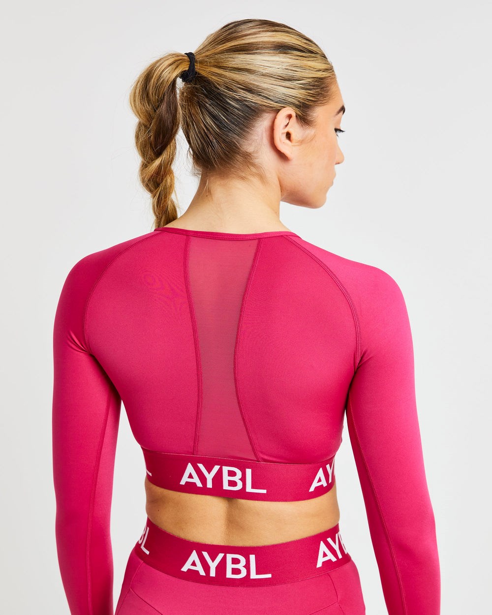 AYBL Sport Long Sleeve Crop Top Raspberry | 35072-OQPU