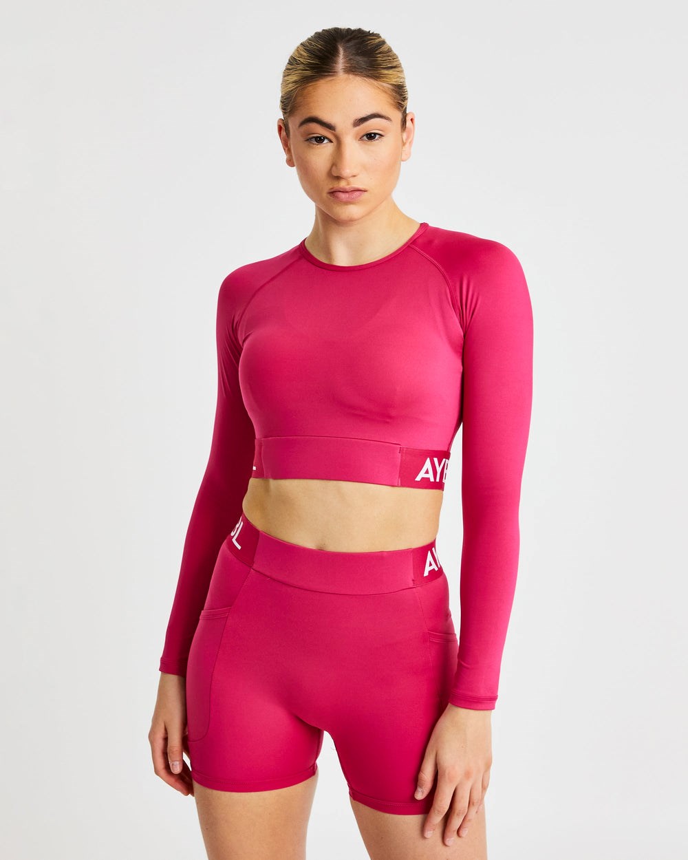 AYBL Sport Long Sleeve Crop Top Raspberry | 67830-AXTN