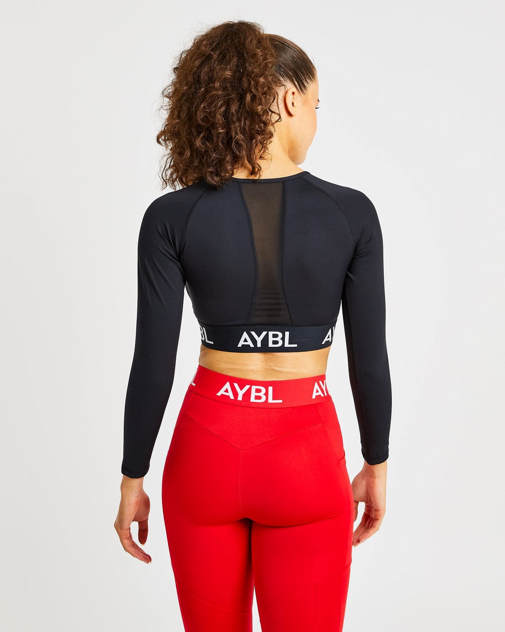 AYBL Sport Long Sleeve Crop Top Schwarz | 18695-VNXI