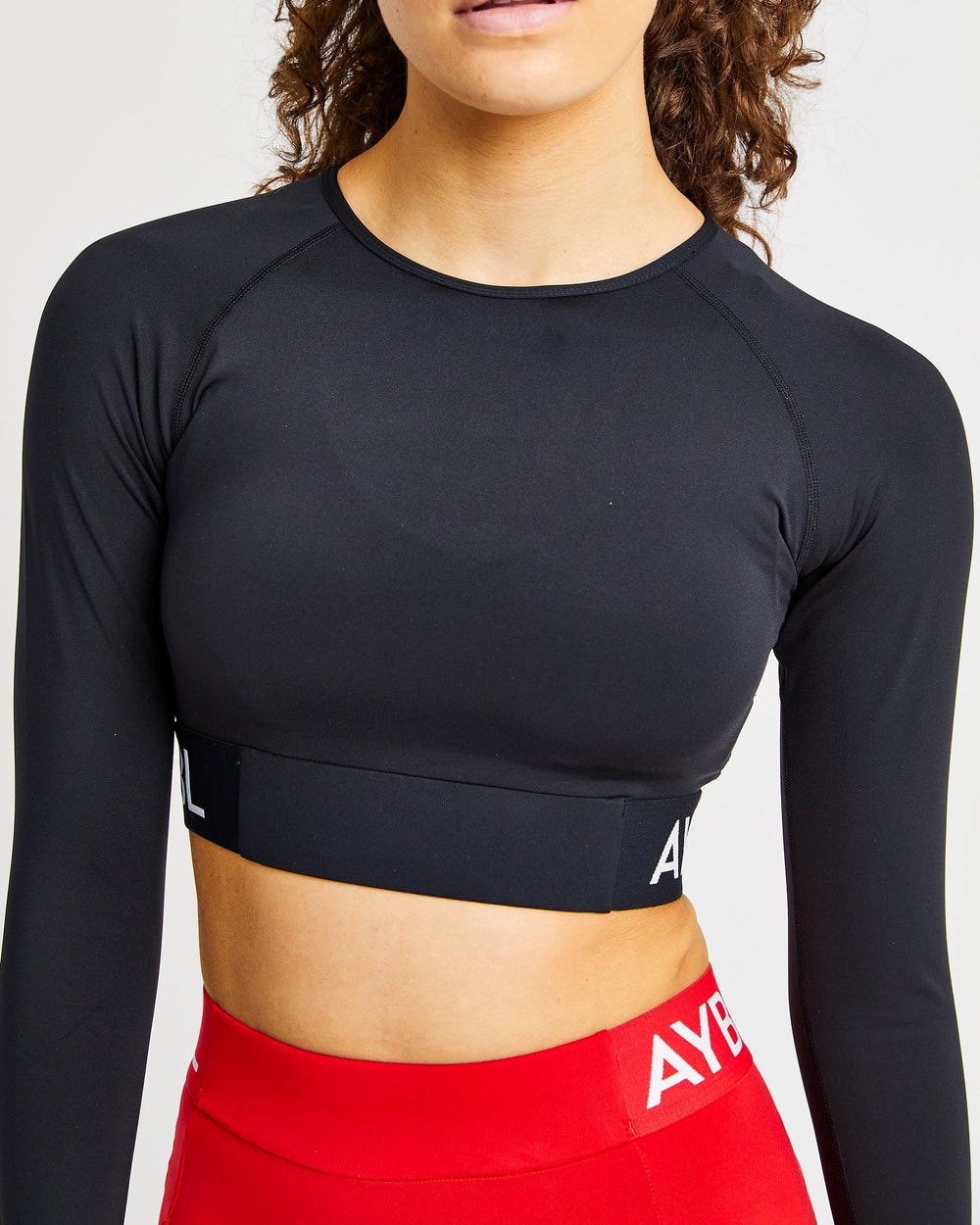 AYBL Sport Long Sleeve Crop Top Schwarz | 18695-VNXI