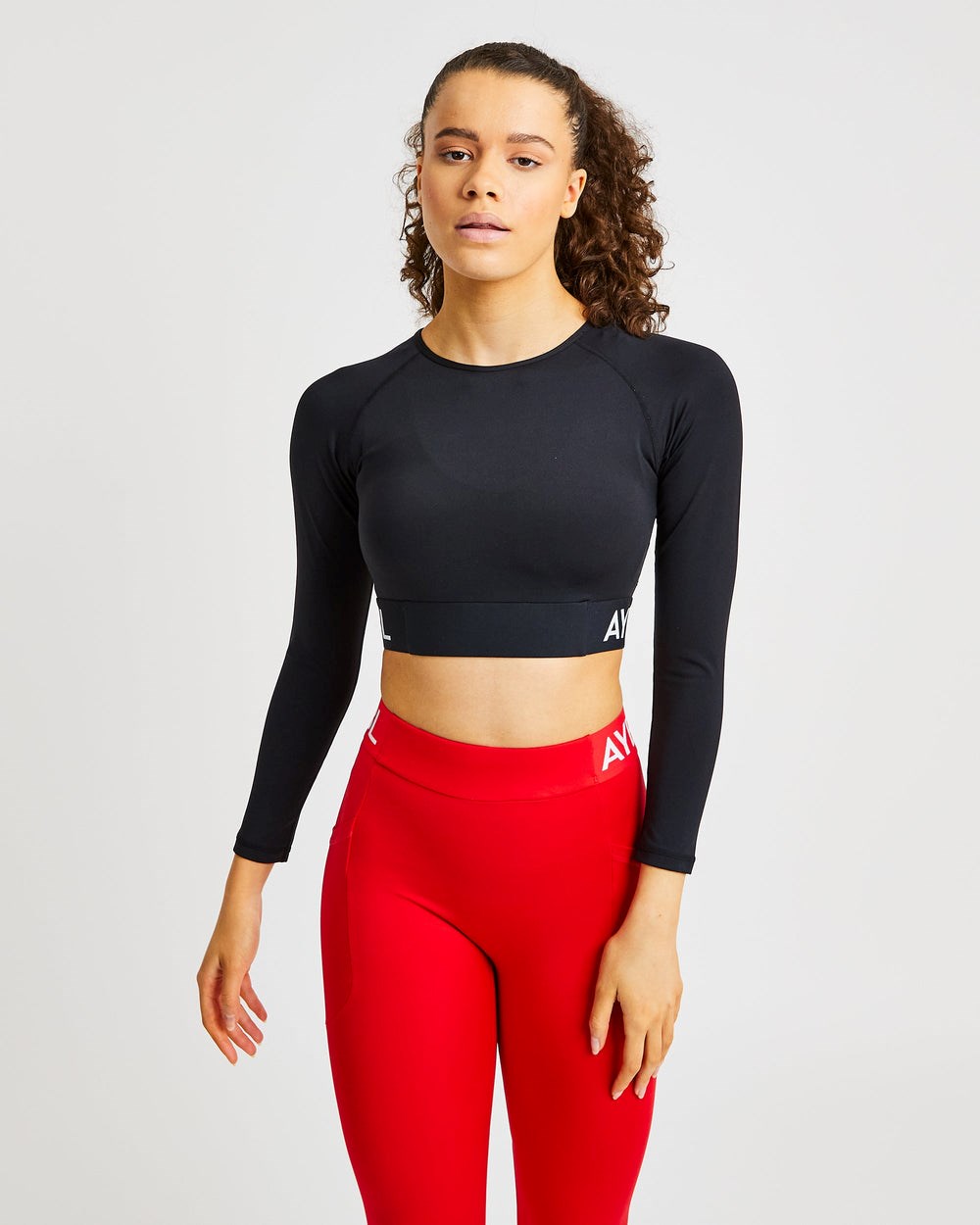 AYBL Sport Long Sleeve Crop Top Schwarz | 18695-VNXI