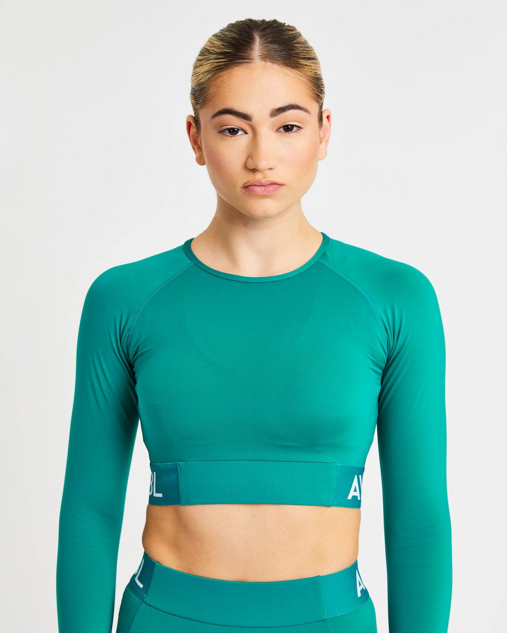 AYBL Sport Long Sleeve Crop Top Teal | 43810-MBRA