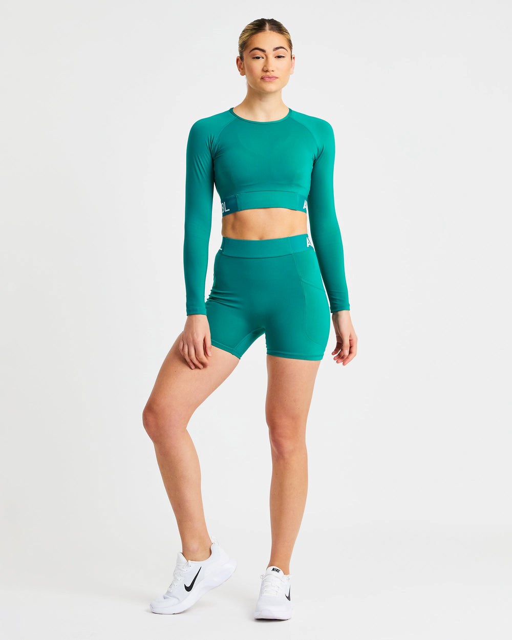 AYBL Sport Long Sleeve Crop Top Teal | 63041-AIXP