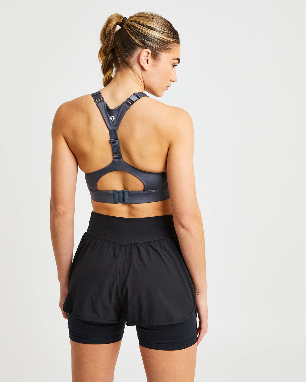 AYBL Sportive Open Back Sports Bra Charcoal | 79146-JCEN