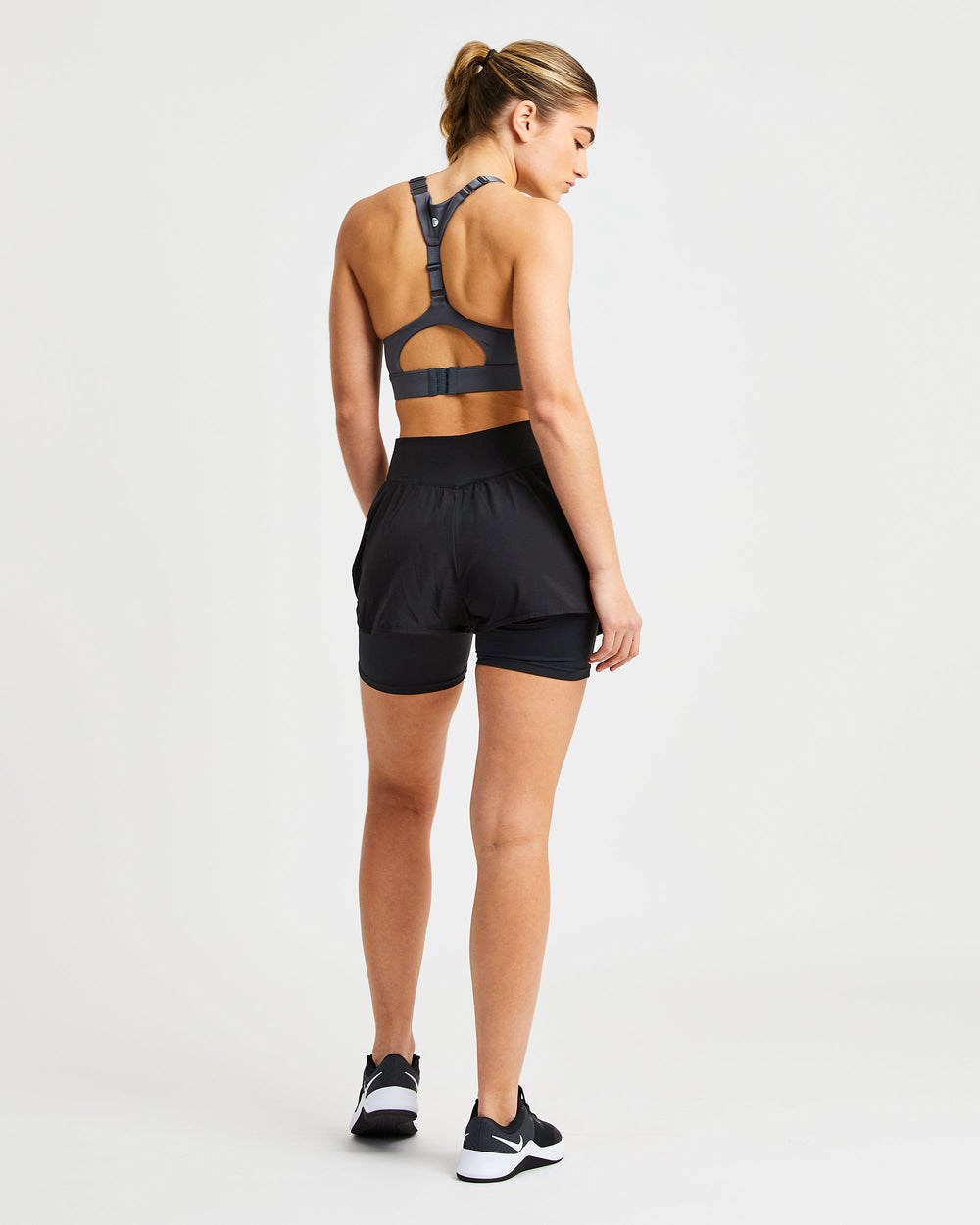 AYBL Sportive Open Back Sports Bra Charcoal | 79146-JCEN