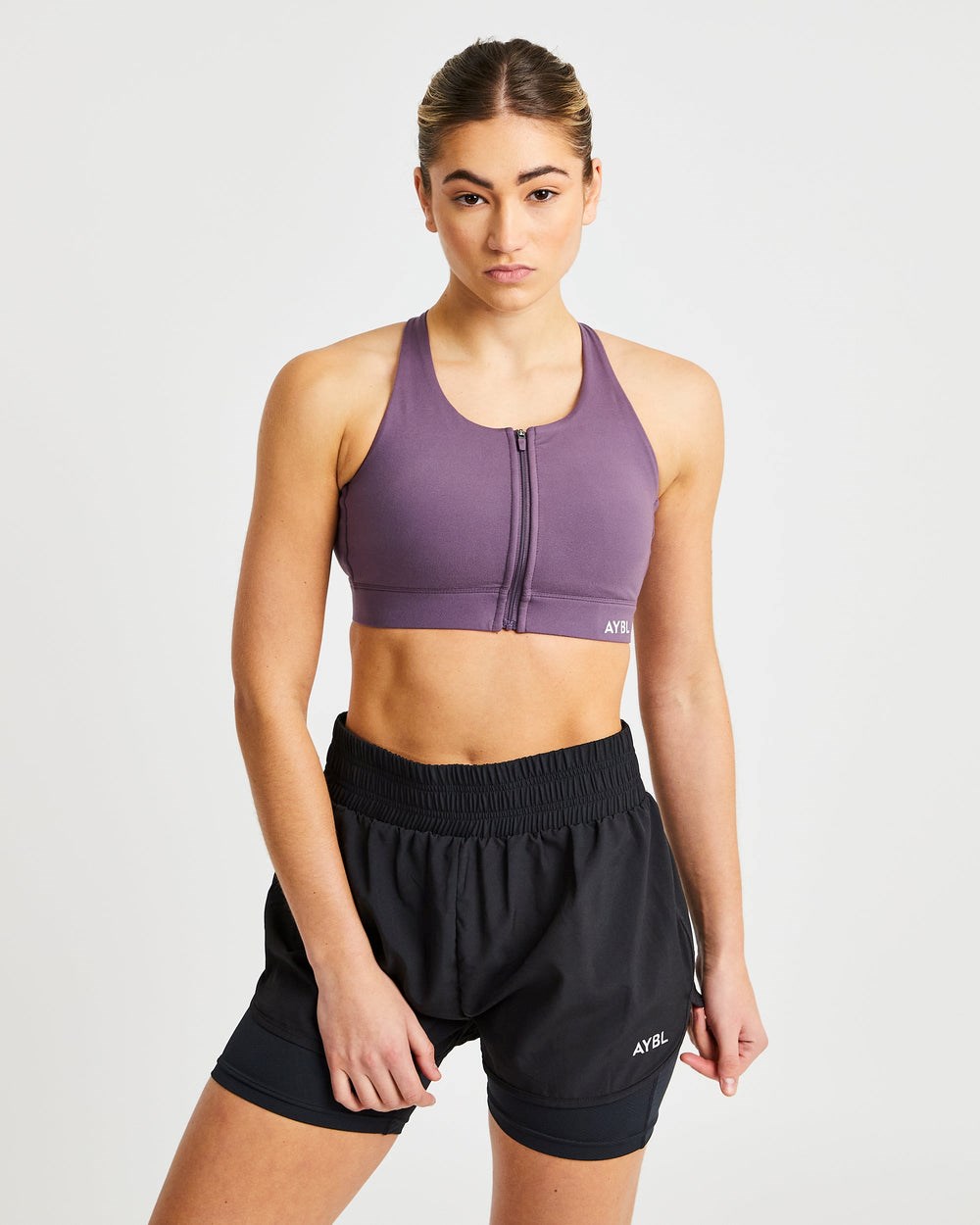 AYBL Sportive Zip Up Sports Bra Lila | 29840-MOYQ