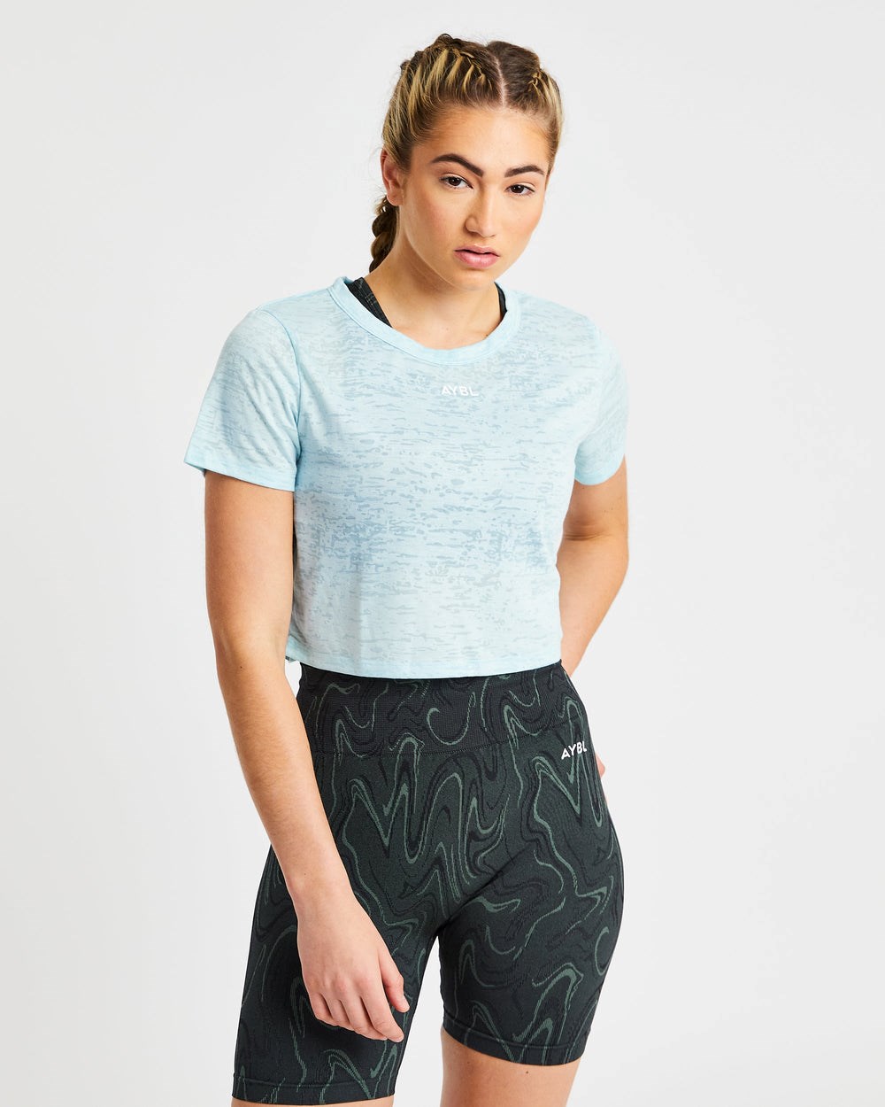 AYBL Velocity Crop T Shirt Blau | 25869-SWRI