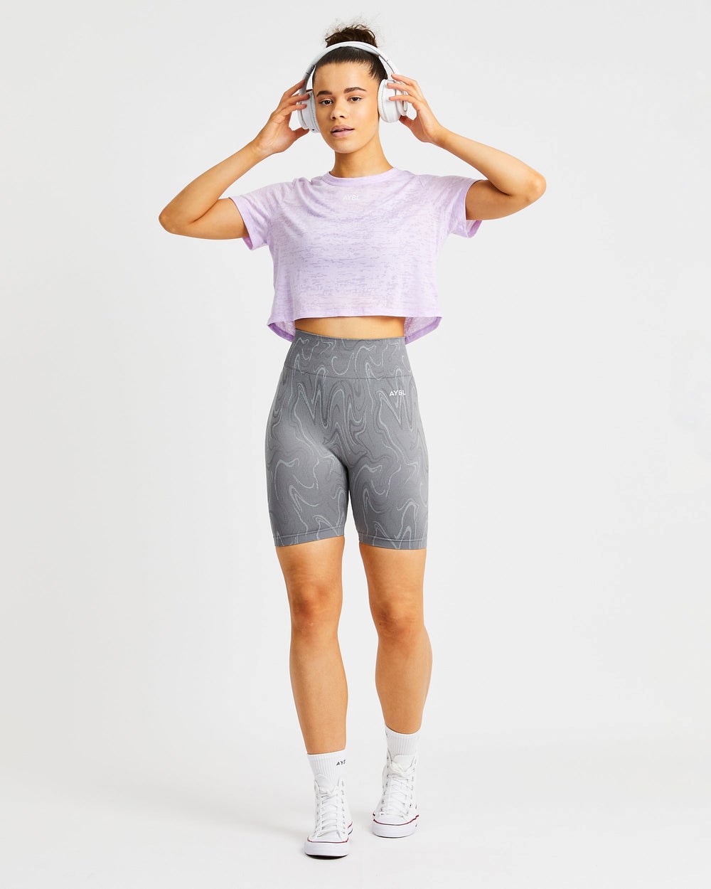 AYBL Velocity Crop T Shirt Lilac | 62483-YBLR