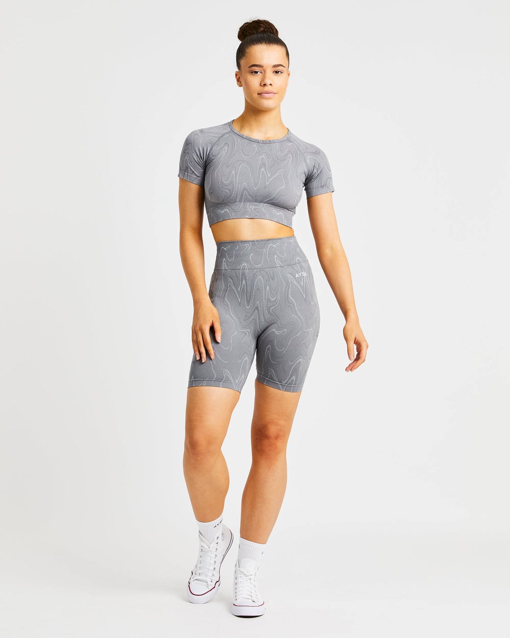 AYBL Velocity Seamless Crop Top Grau | 32597-KXJN