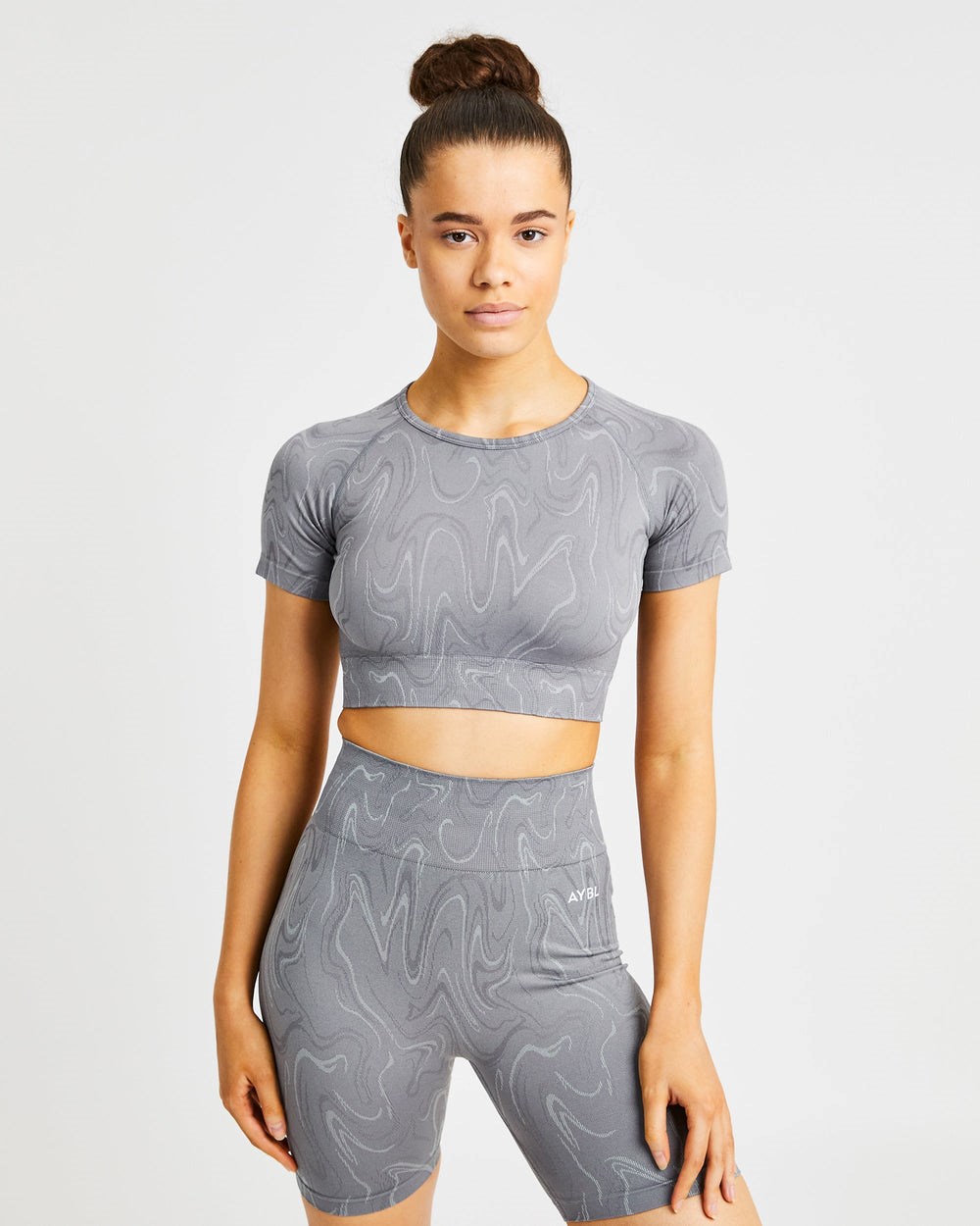 AYBL Velocity Seamless Crop Top Grau | 32597-KXJN