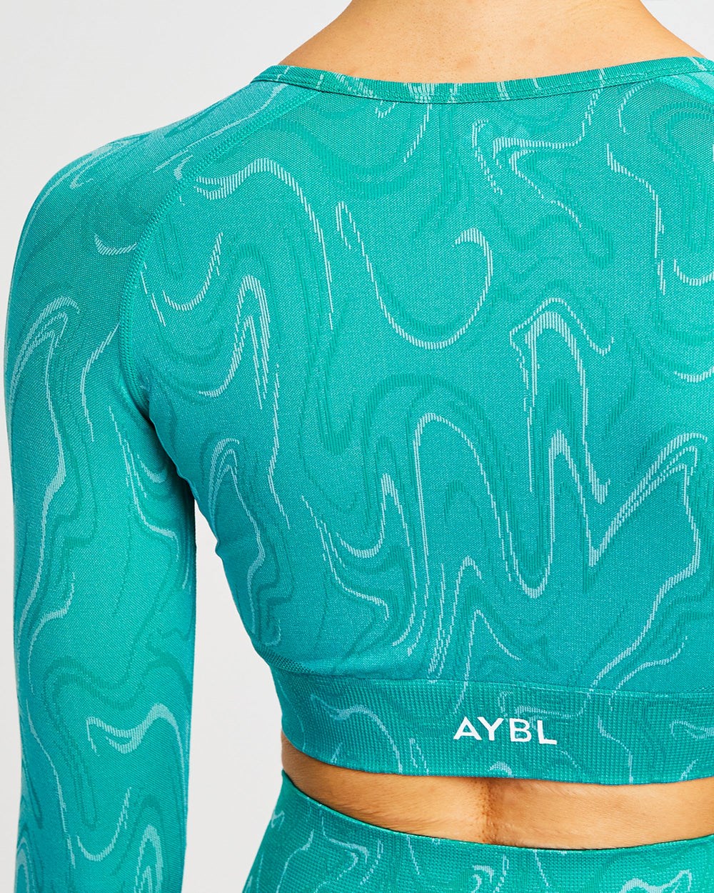 AYBL Velocity Seamless Long Sleeve Crop Top Türkis | 21643-USDN