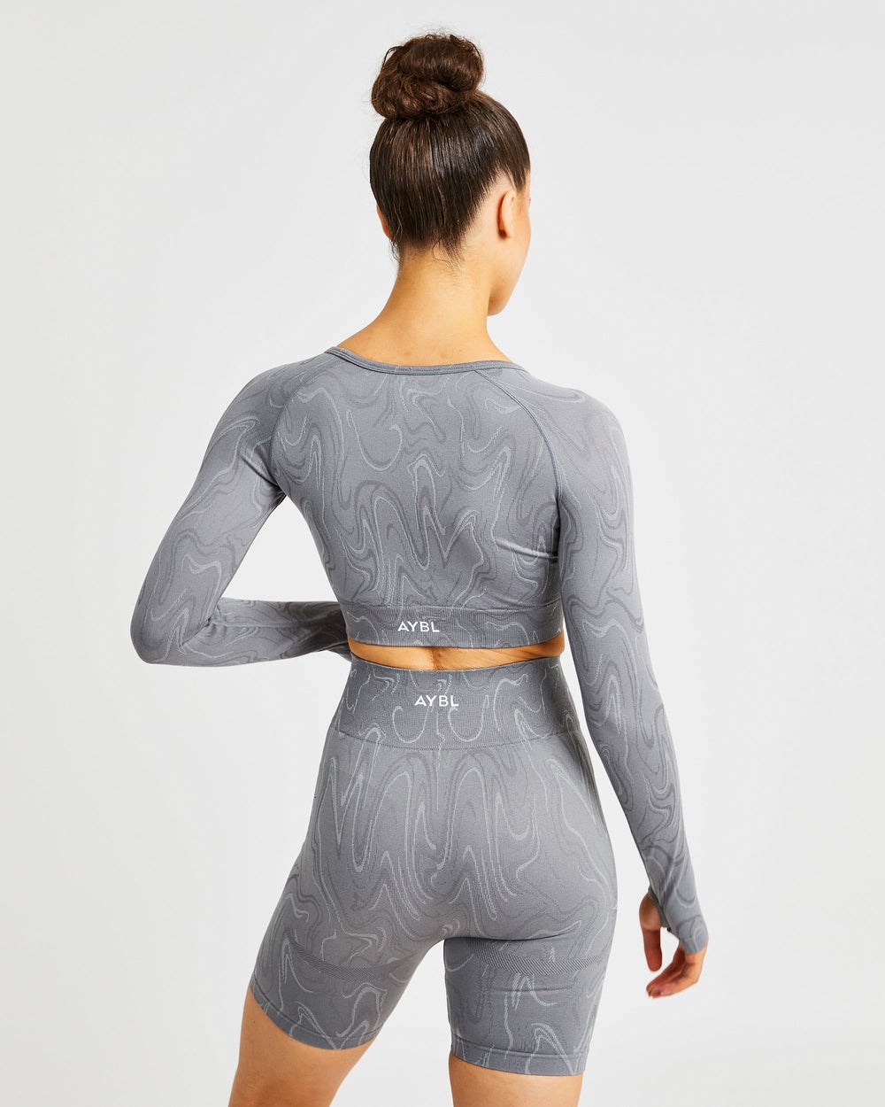 AYBL Velocity Seamless Long Sleeve Crop Top Grau | 39714-HNQI