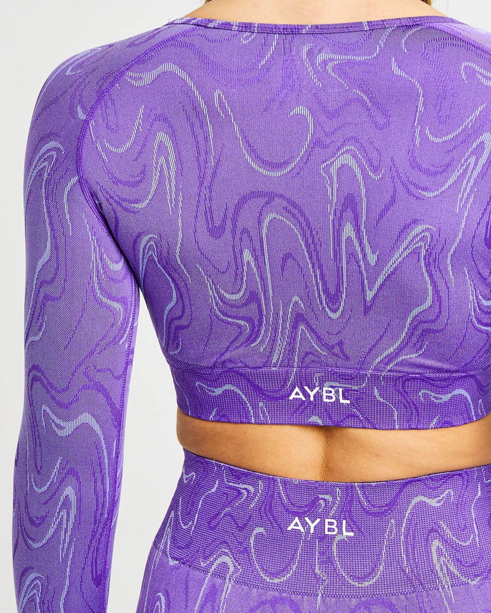 AYBL Velocity Seamless Long Sleeve Crop Top Lila | 82695-QXVJ